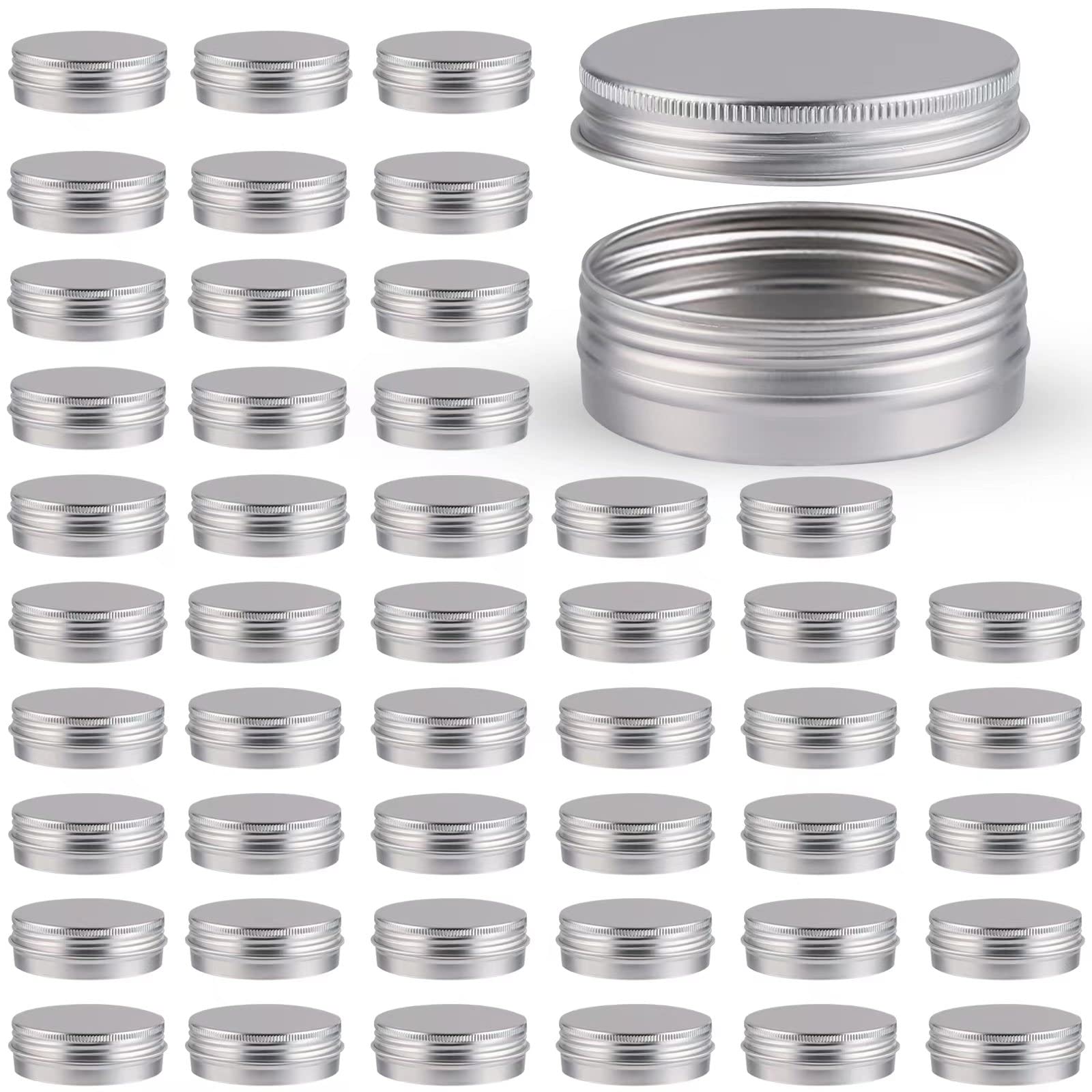 OBKJJ 48-pack aluminum tins with lids offer durable, reusable storage for snacks, candles, or crafts.