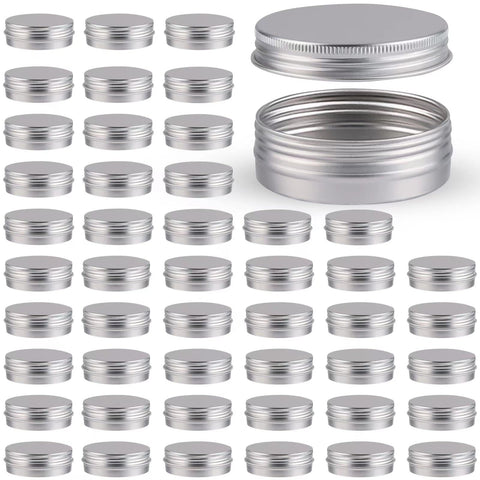 OBKJJ 48-pack aluminum tins with lids offer durable, reusable storage for snacks, candles, or crafts.