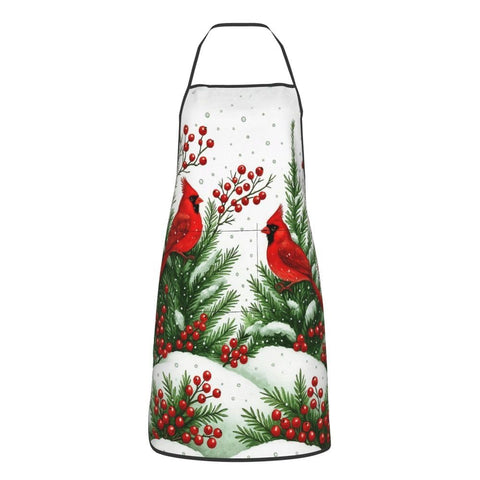 Oblivix Winter Cardinal Apron highlights convenient pockets for tools and recipes.