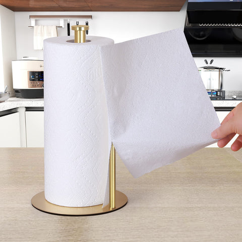 OBODING Gold Countertop Paper Towel Holder anti-slip base protects surfaces.