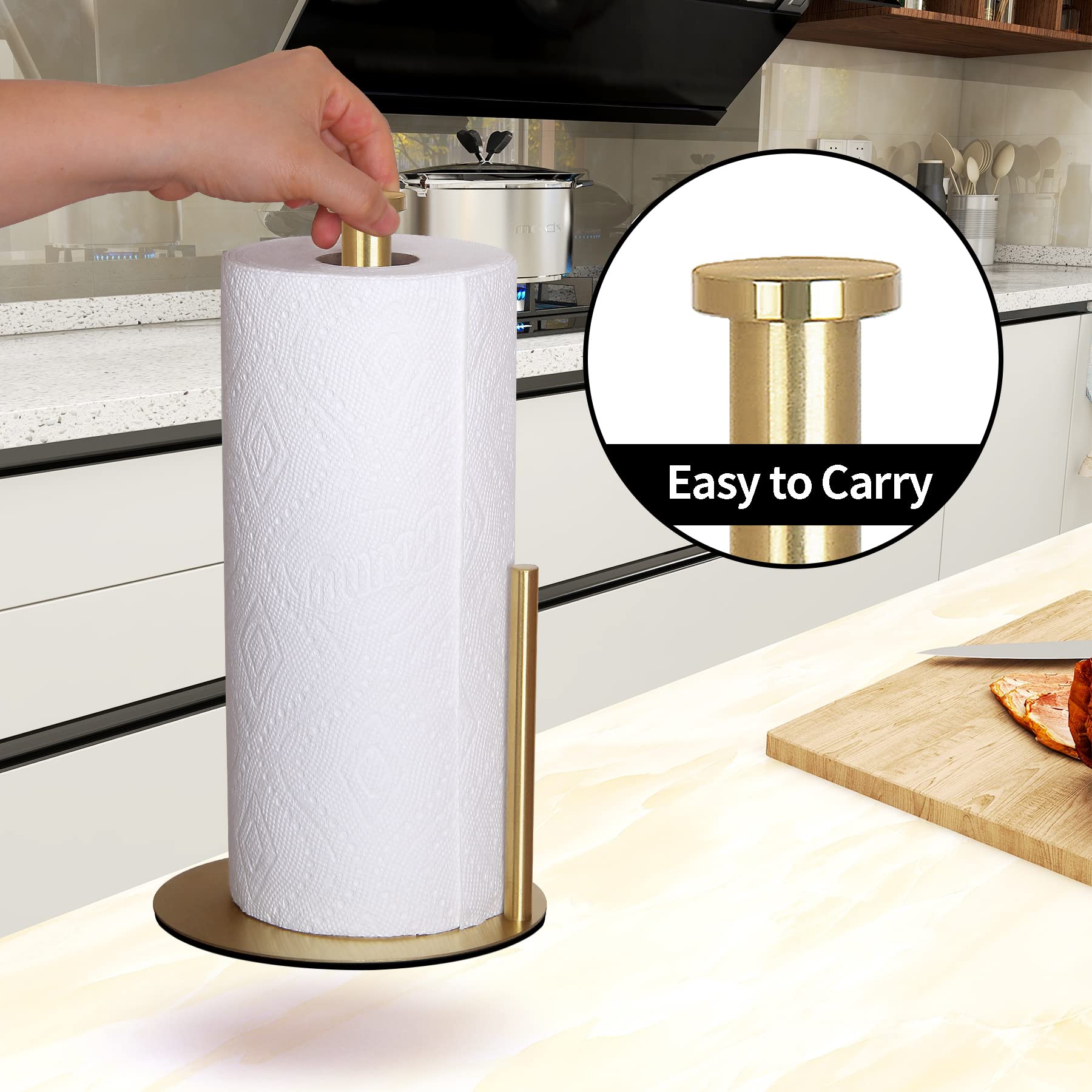 OBODING Gold Countertop Paper Towel Holder dimensions suit standard rolls.