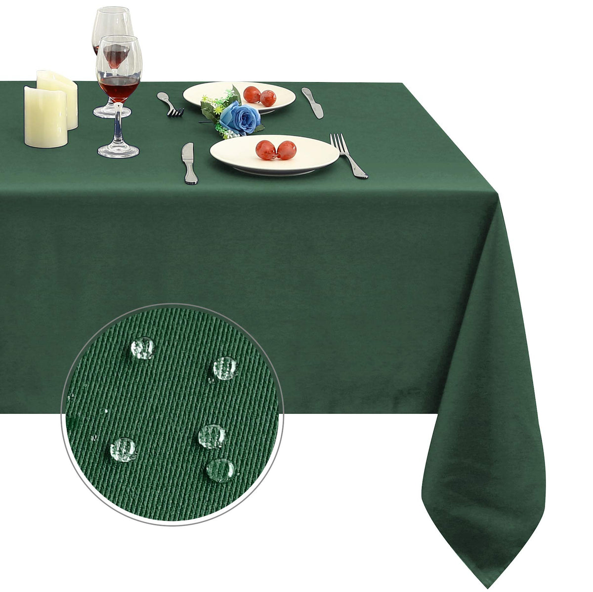 Obstal 210GSM rectangle green tablecloth 60x84 inches for durable party-ready protection.
