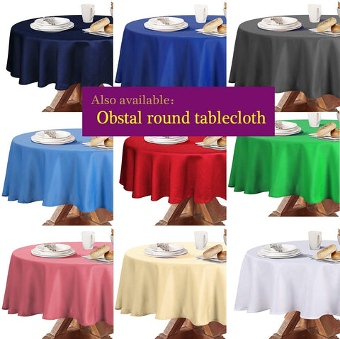 Obstal premium polyester tablecloth provides durable, long-lasting decor in navy.