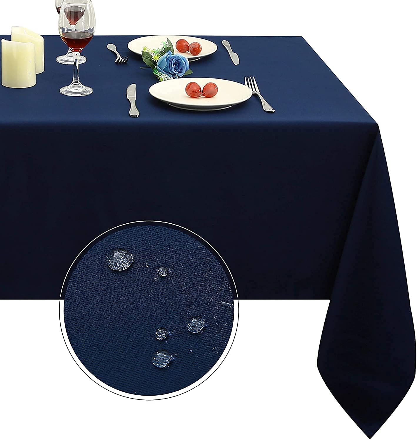 Obstal navy blue rectangle table cloth 60x84 protects surfaces with a refined look.