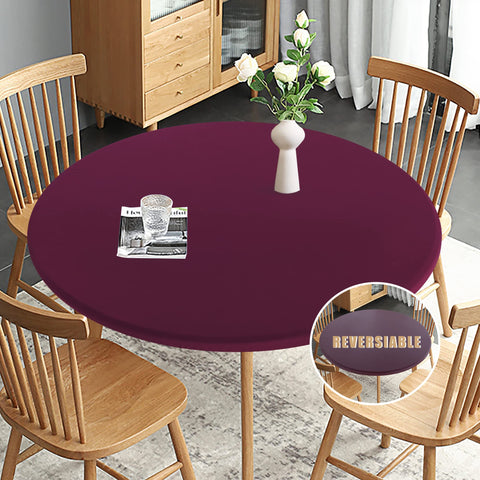 Obstal round tablecloth with waterproof coating protects surfaces from spills.