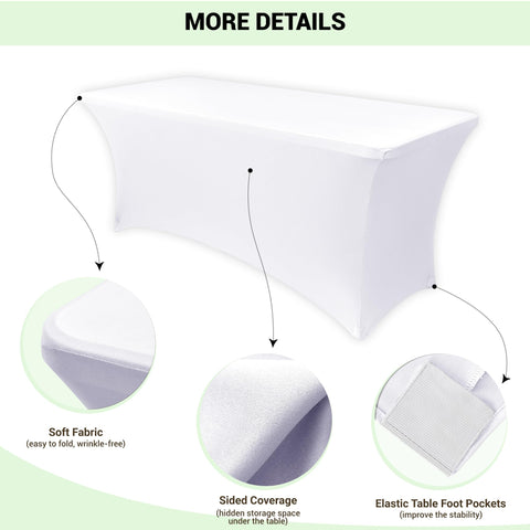 Obstal white stretch tablecloth adds elegant wedding decor and protection.