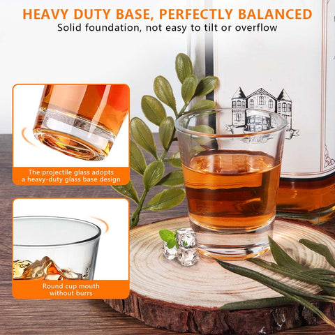 OBTANIM clear shot glasses showcase bright spirits with a clean, transparent profile.