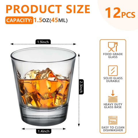 OBTANIM clear shot glasses set of 12 ideal for parties and gatherings