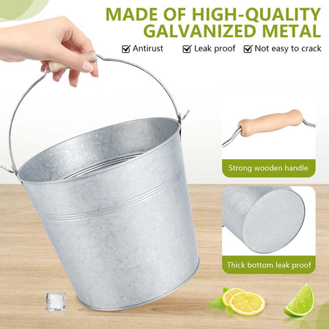 OBTANIM metal buckets with a sturdy handle for carrying and setup