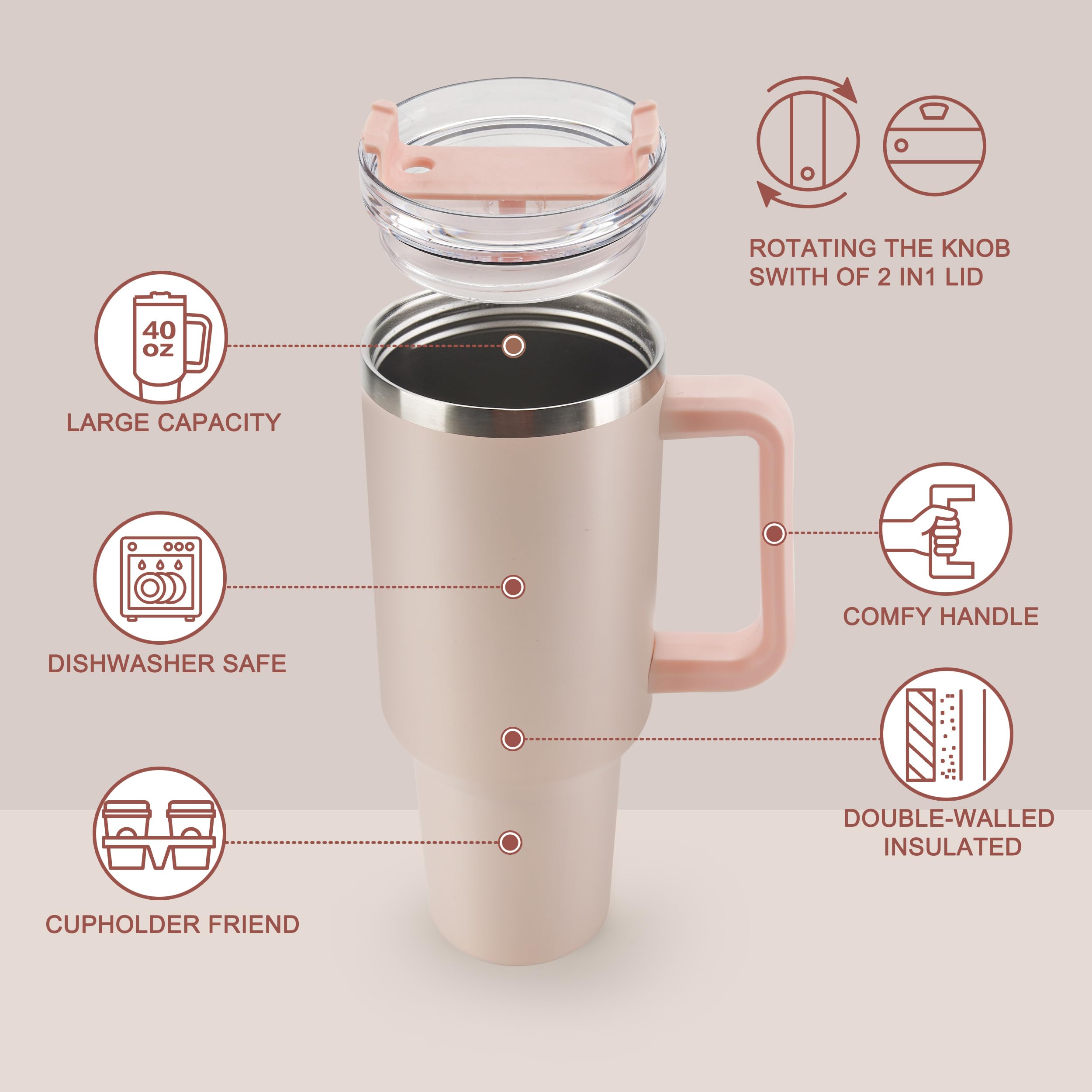 OceanPAX double-wall insulation preserves cold or hot beverages for hours.