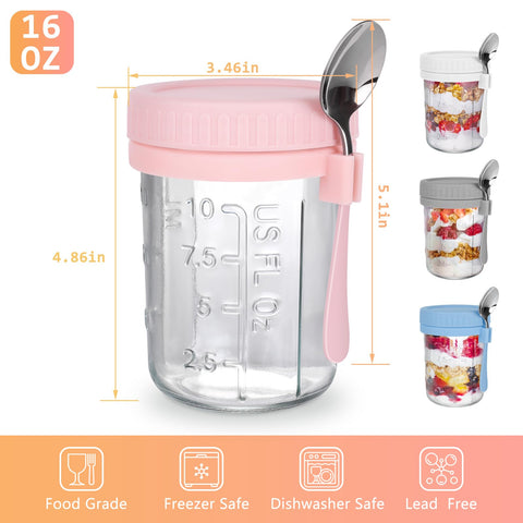 OcePor 16oz glass jar with wide mouth for easy filling and cleaning