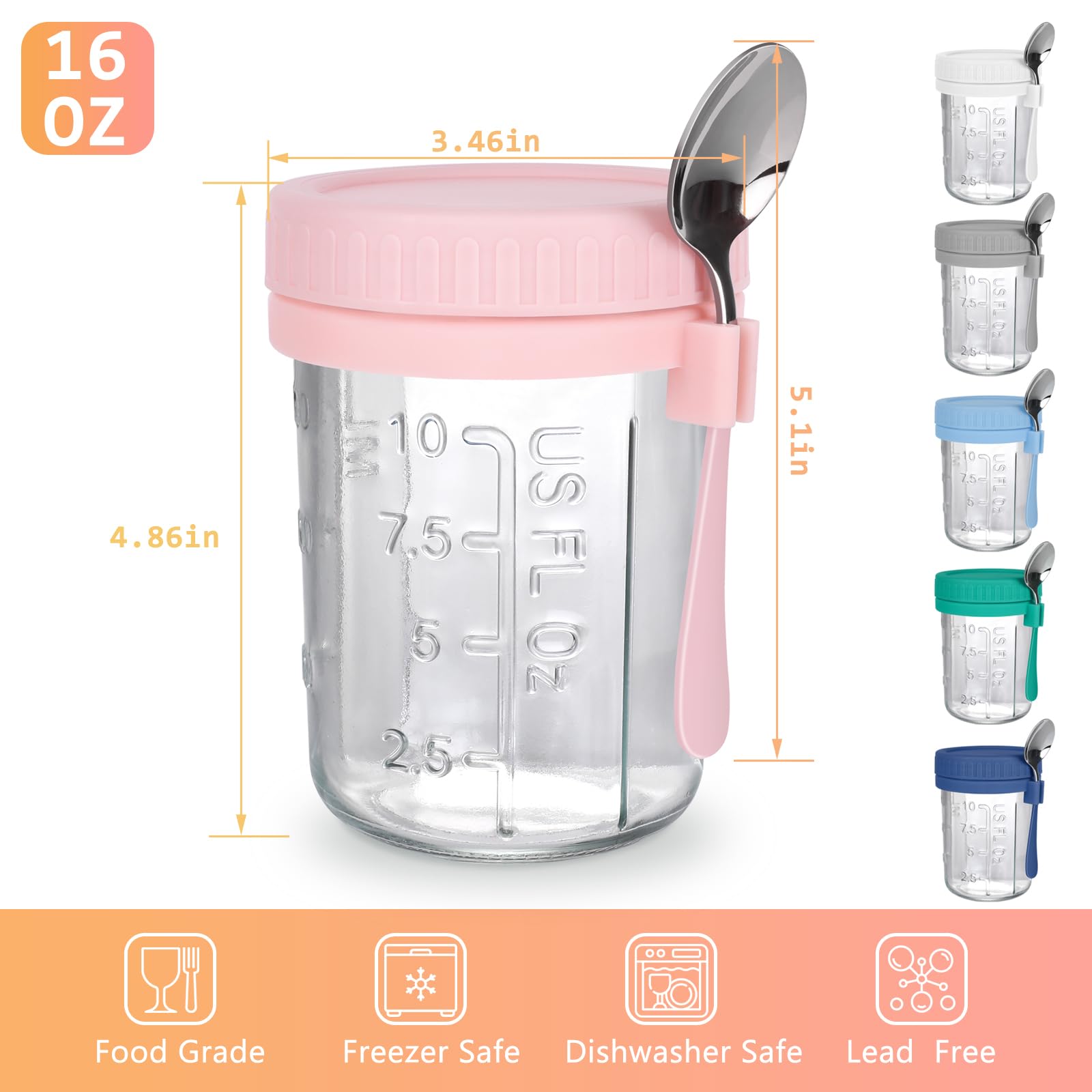 OcePor overnight oats container with lids and spoons for a tidy, leak-free setup.