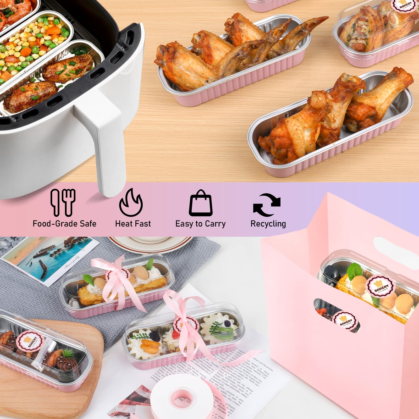 Thick aluminum foil pans by OcePor for even heat and durable bakeware.