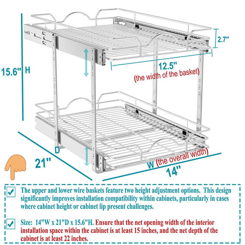OCG chrome pull-out shelves installed in cabinet improving reach and organization.