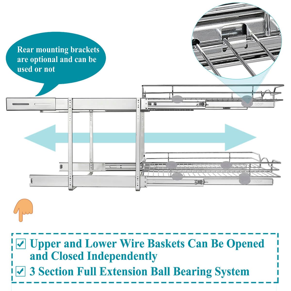 OCG dual independently sliding drawers save time reaching items