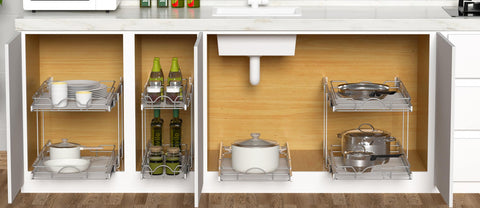 OCG chrome organizer keeps pantry items tidy and within reach.