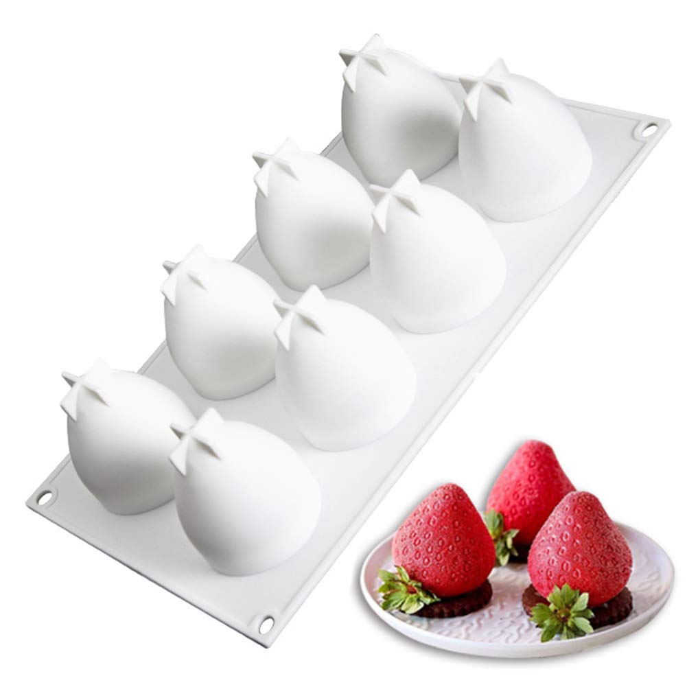 OCPO Kitchen strawberry silicone mold eight cavities for precise desserts