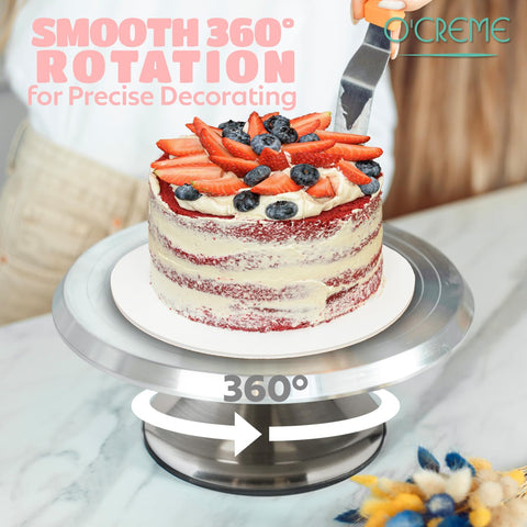 O'CREME 360-degree rotation lets you access every side during decorating.