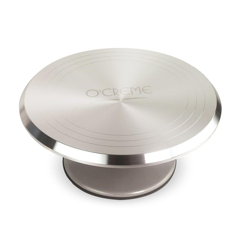 O'CREME cake turntable 12-inch with stable non-slip base for precise decorating.