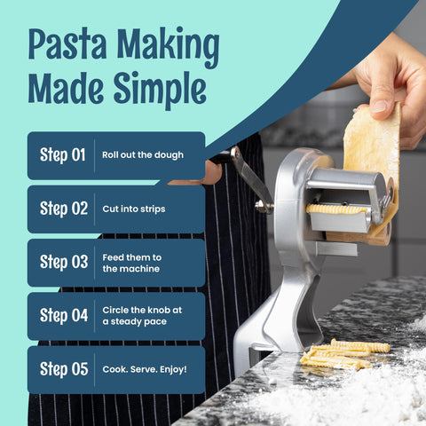 O'Creme pasta machine in action, great for family meals and gatherings