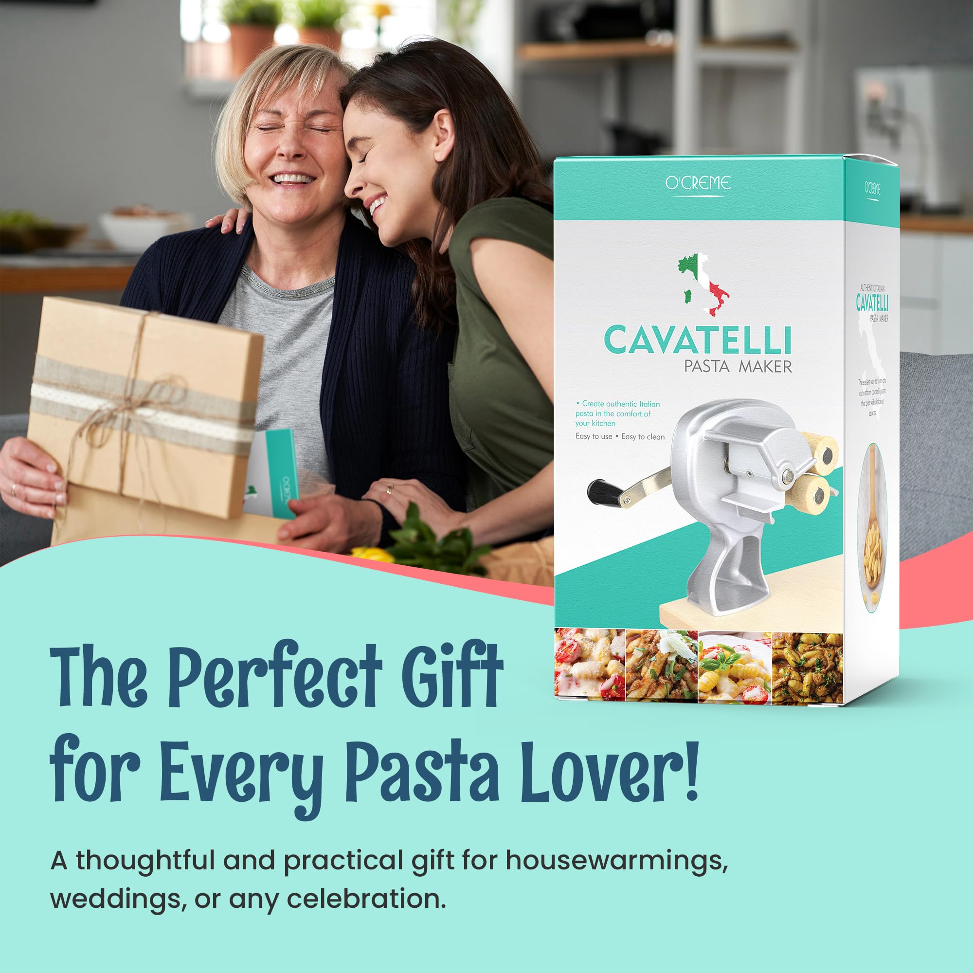 O'Creme gift-ready pasta maker inspires cooking with authentic Italian pasta making