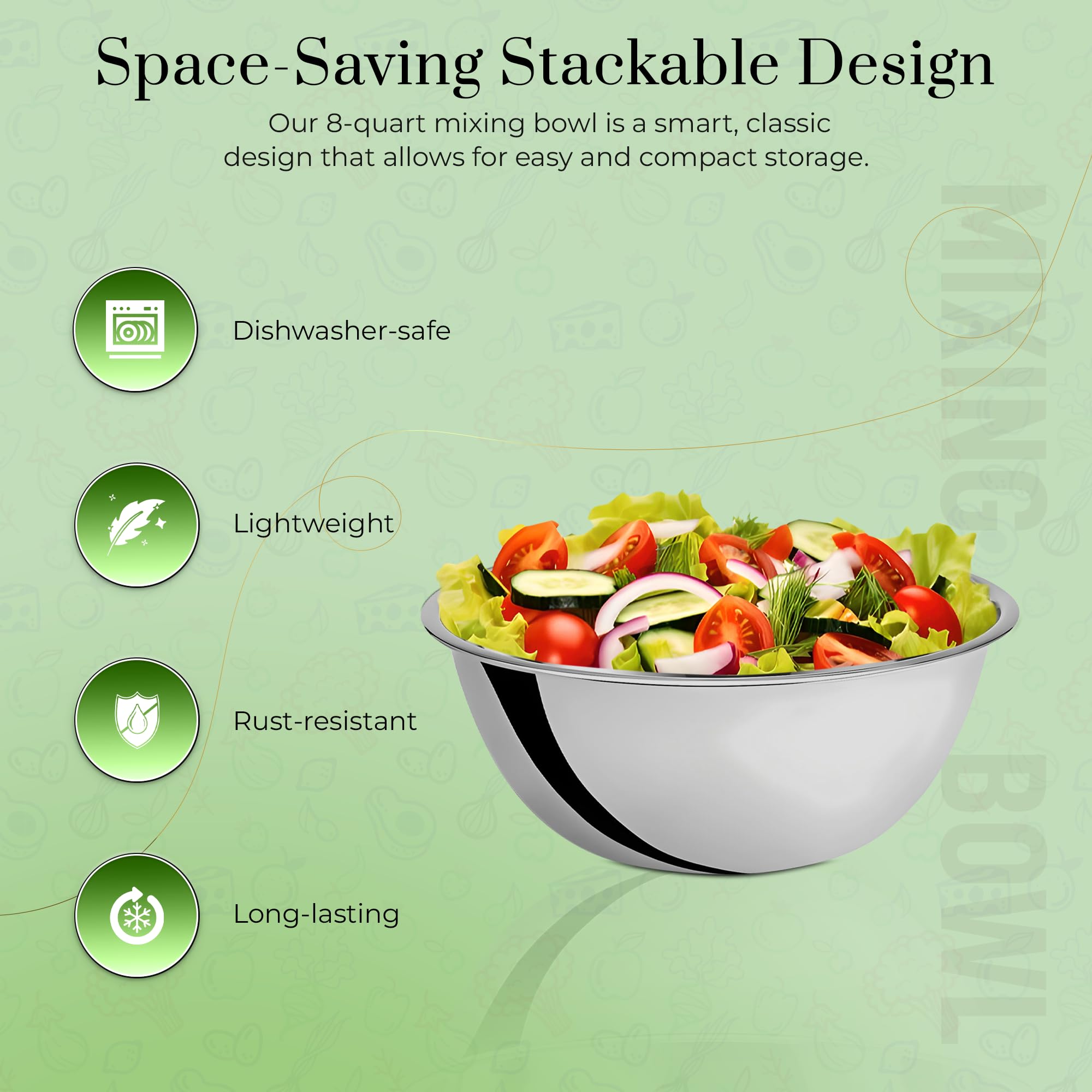 OCS Parts durable construction 8 qt mixing bowls withstand busy kitchen tasks