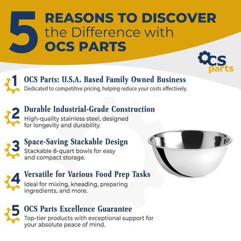 OCS Parts stainless steel 8 quart mixing bowls surface suitable for daily use