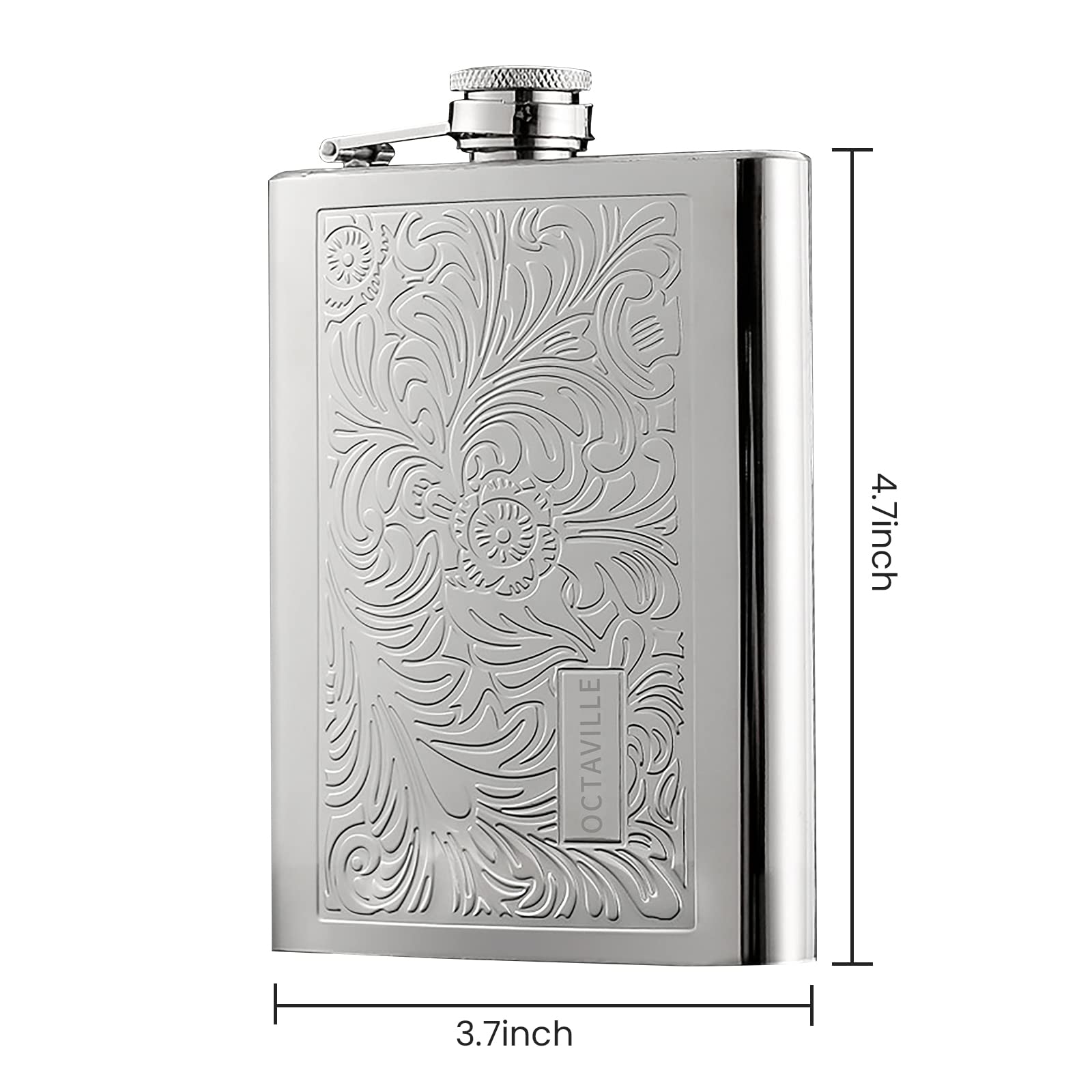 Octaville one-piece molding flask, odor-free opening, secure travel seal.