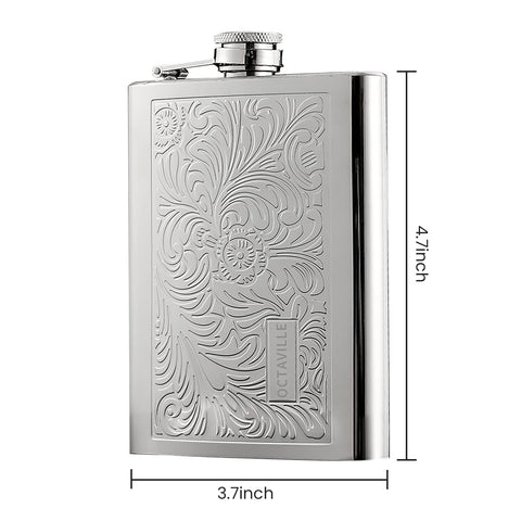 Octaville one-piece molding flask, odor-free opening, secure travel seal.