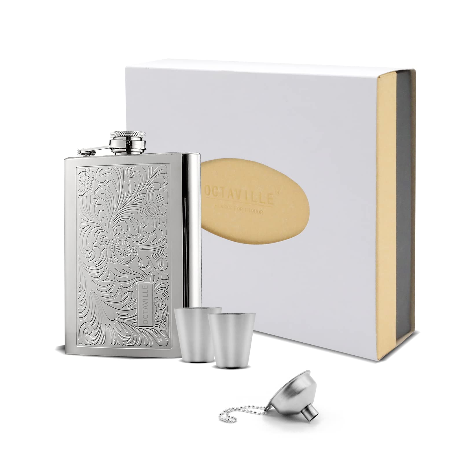 Octaville versatile flask for bar, camping, and travel occasions.