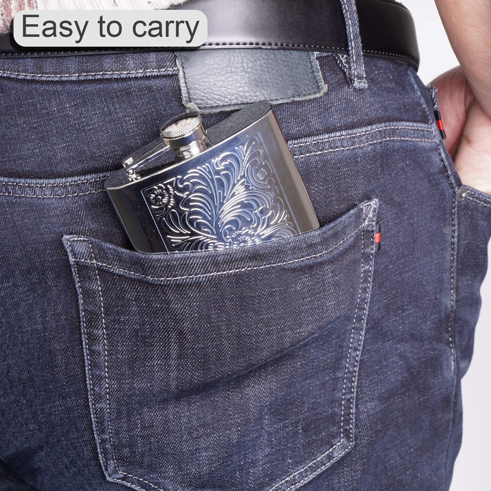 Octaville satin finish flask, smooth touch and durable construction.
