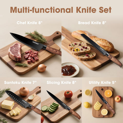 ODDIER 7-inch santoku knife offers versatile chopping and dicing.