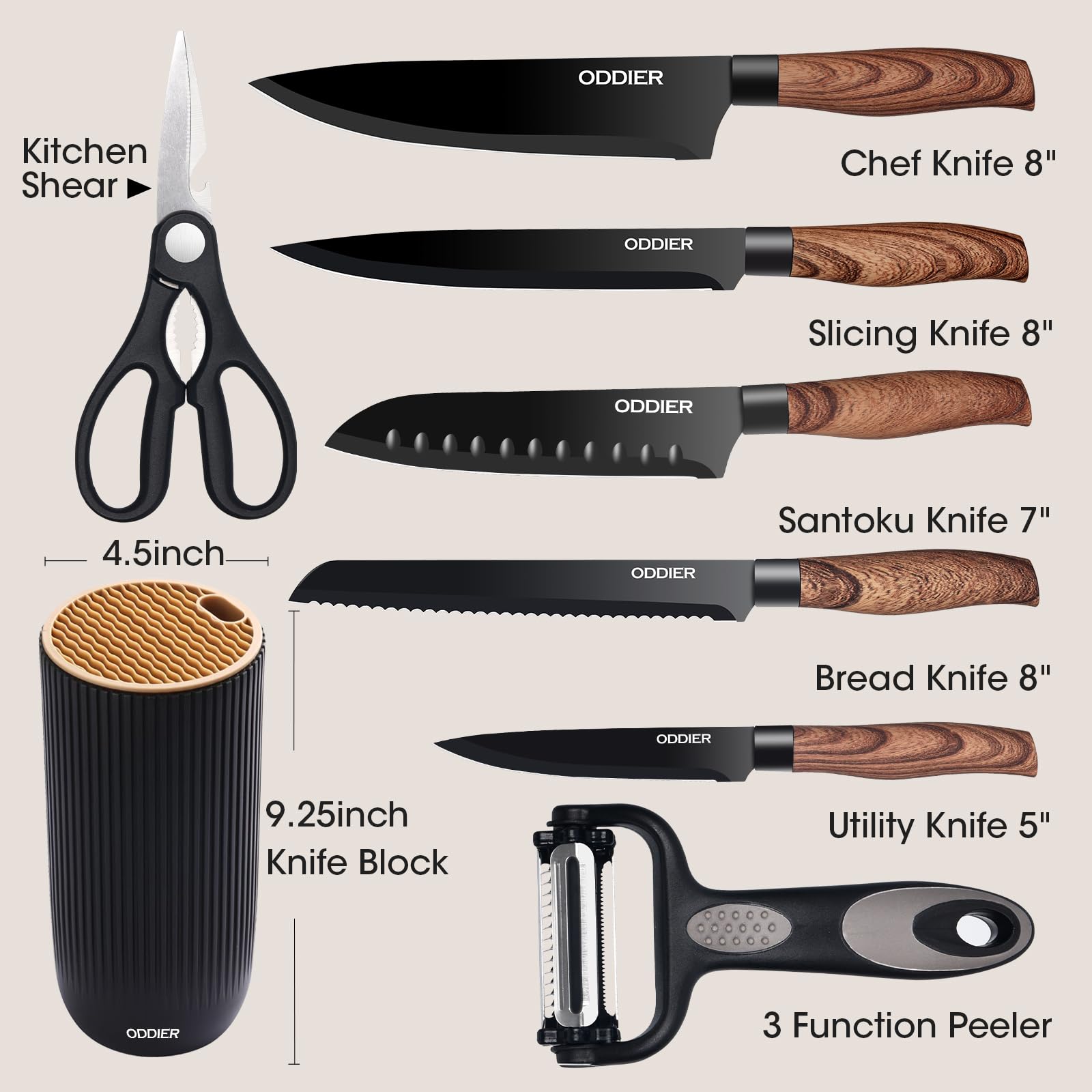 ODDIER 5-inch utility knife handles delicate prep tasks with control.