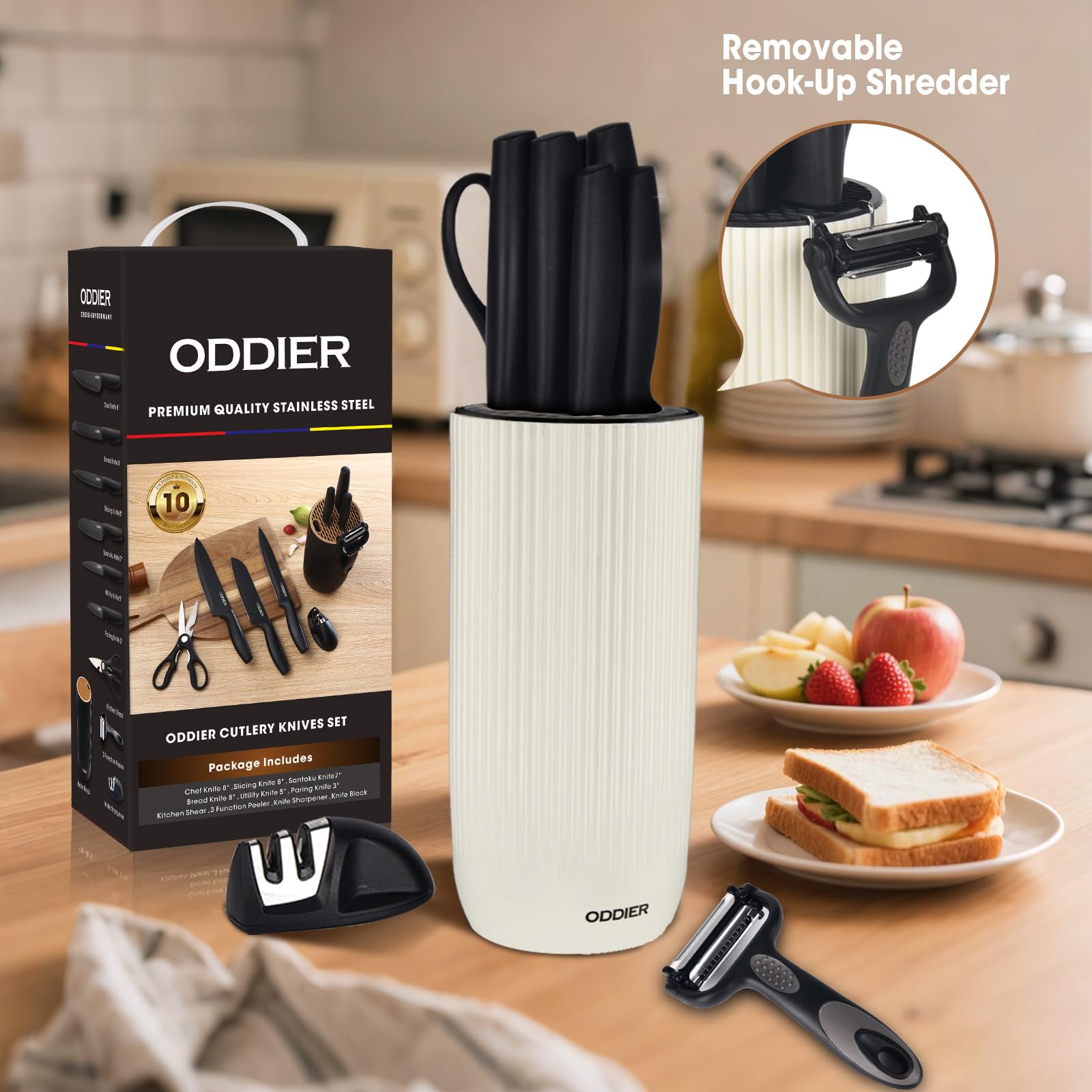 ODDIER 8-inch slicing knife for clean, even slices through meat or vegetables