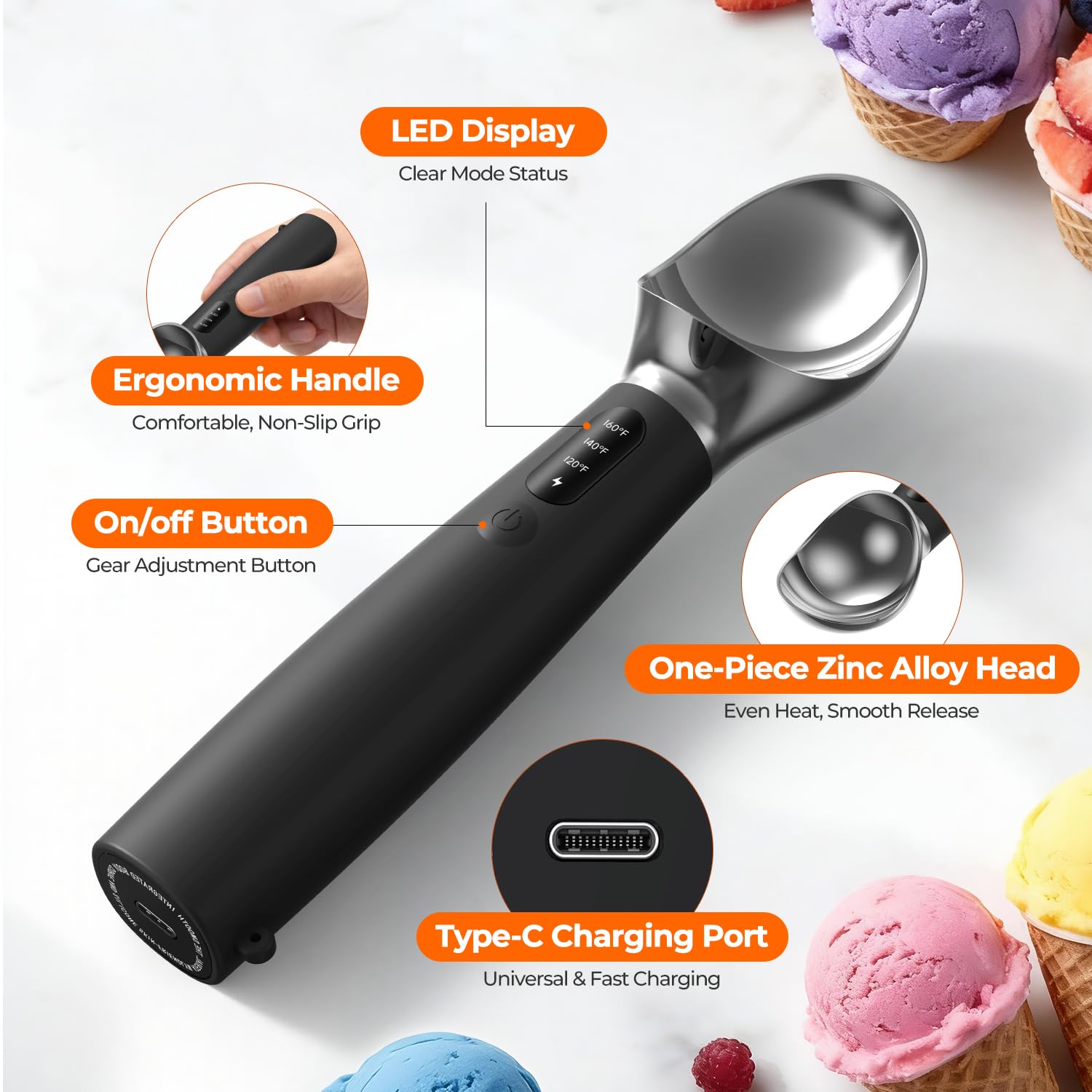OddPaddle ergonomic, non-slip handle designed for comfortable serving.