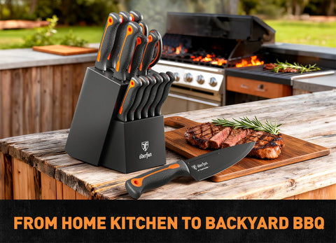 ODERFUN six 4.5-inch steak knives offer versatile table prep.