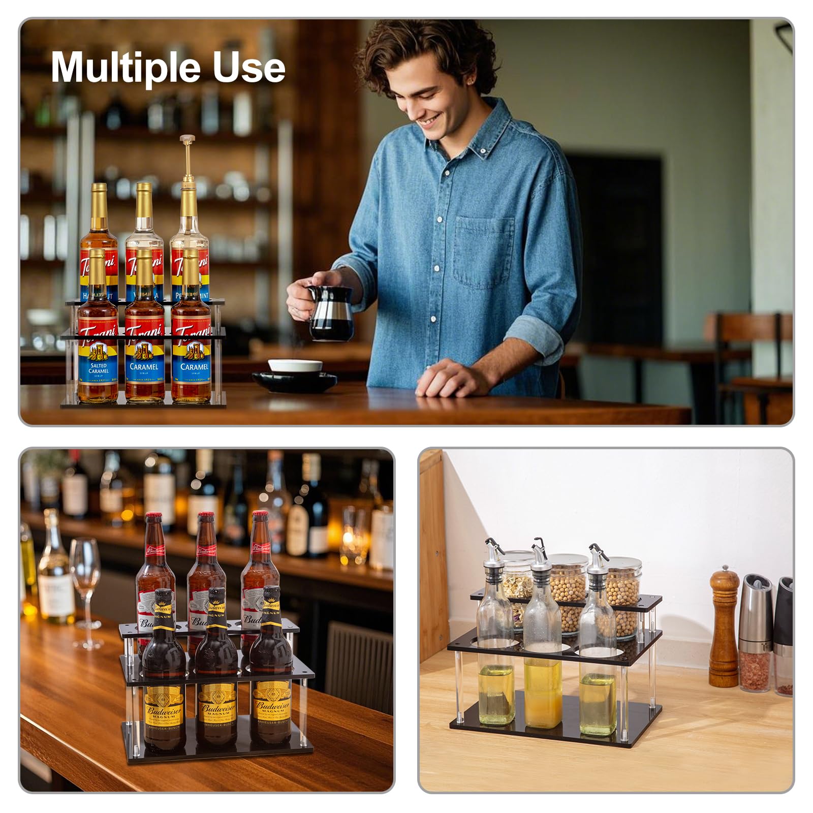 ODPEOZT olive-oil-vinegar-organizer helps declutter counters with easy access