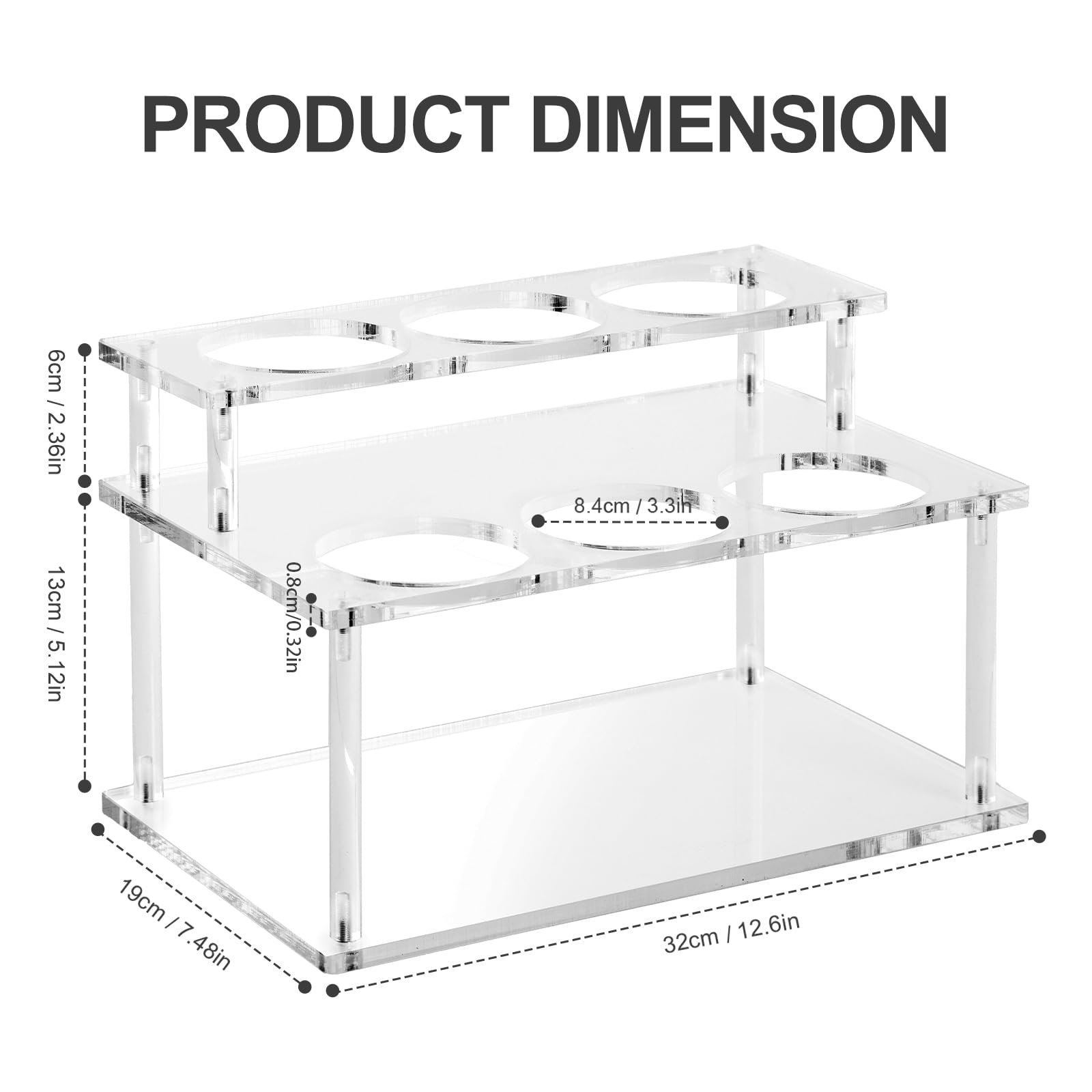 ODPEOZT clear rack side angle showing sturdy bottle circles