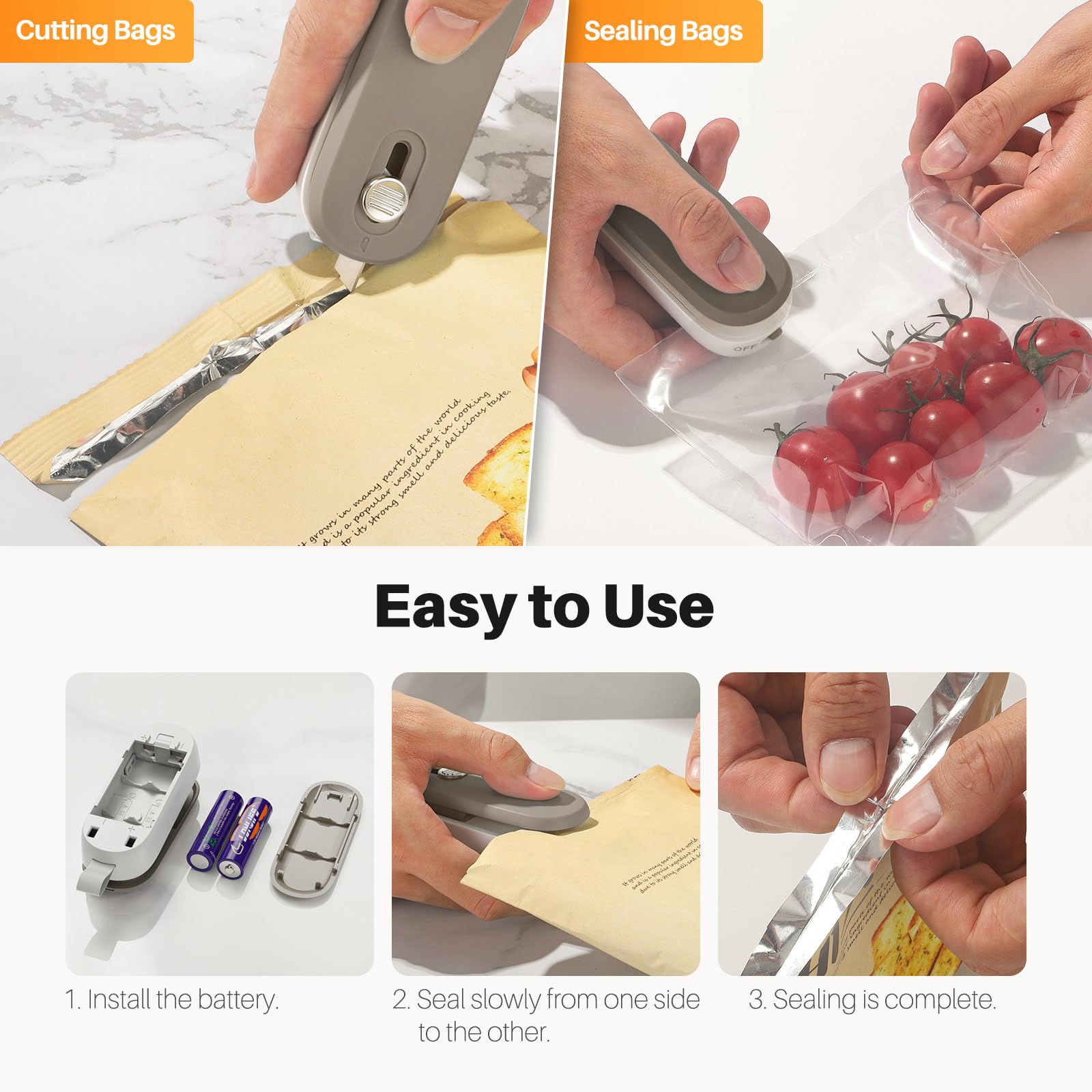 ODSD bag sealer with lanyard keeps it within reach for quick snacks.