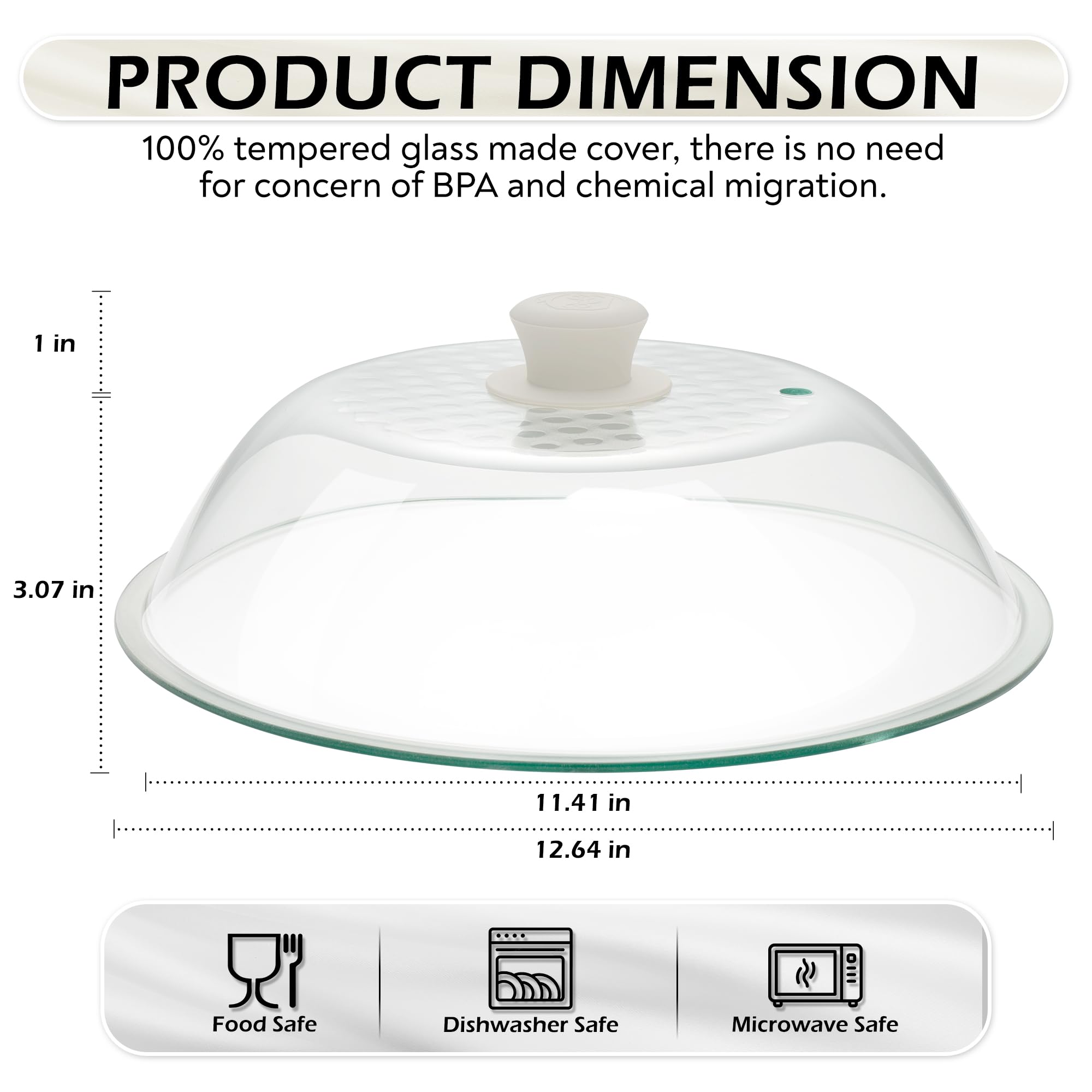 OEC heat-resistant tempered glass lid withstands thermal shocks for durable performance.
