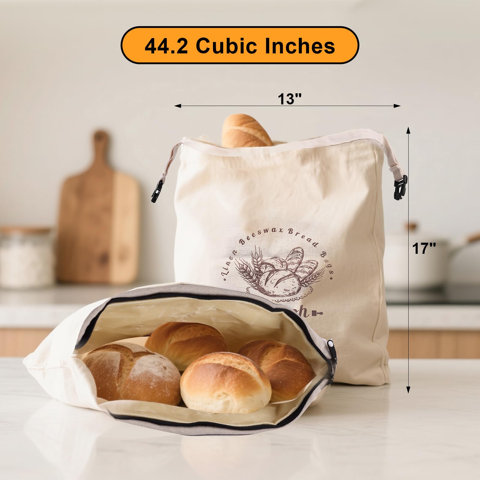 Oerdoh reusable bread bag in washable fabric for zero-waste storage