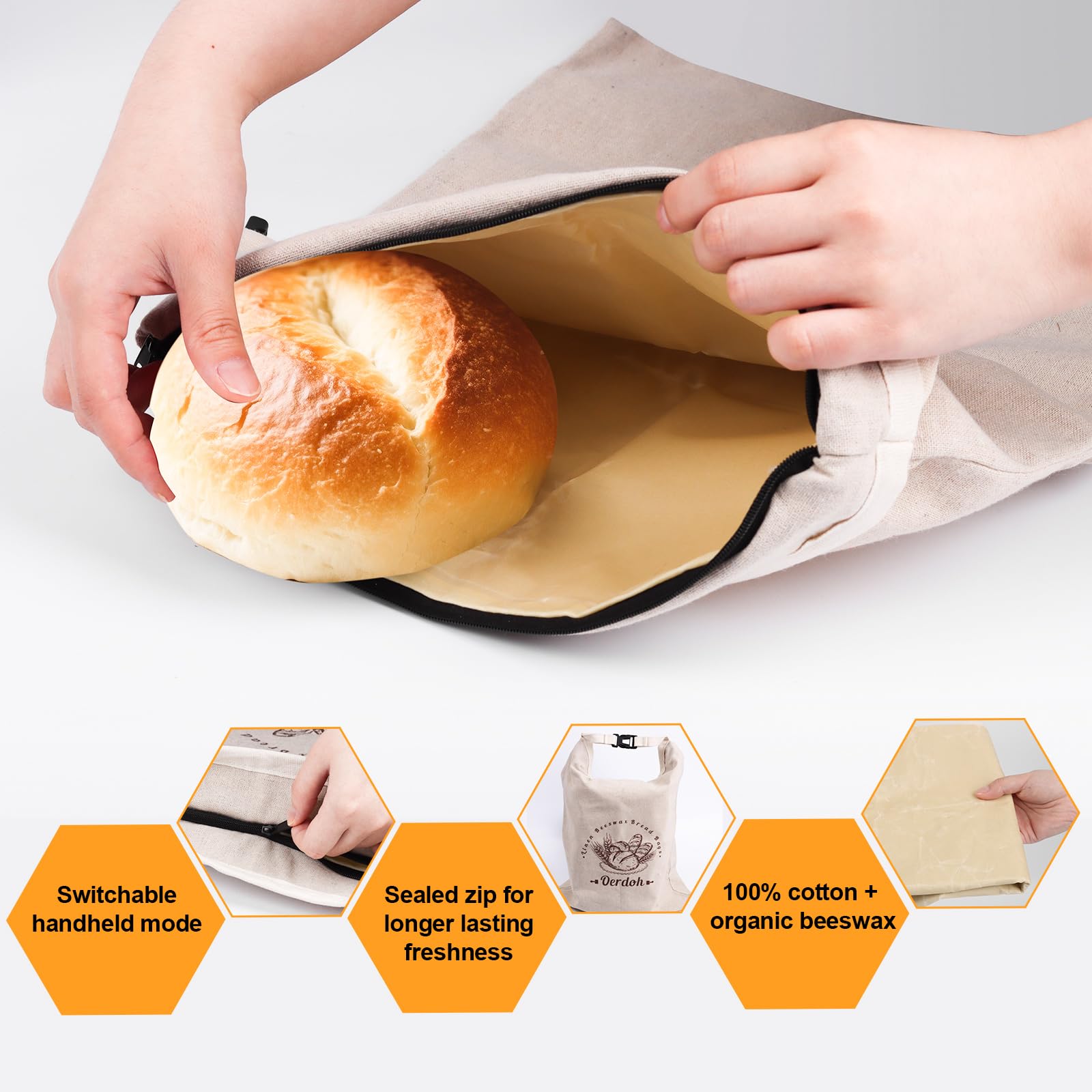 Oerdoh XL bread bag 13x17 holds round loaves easily