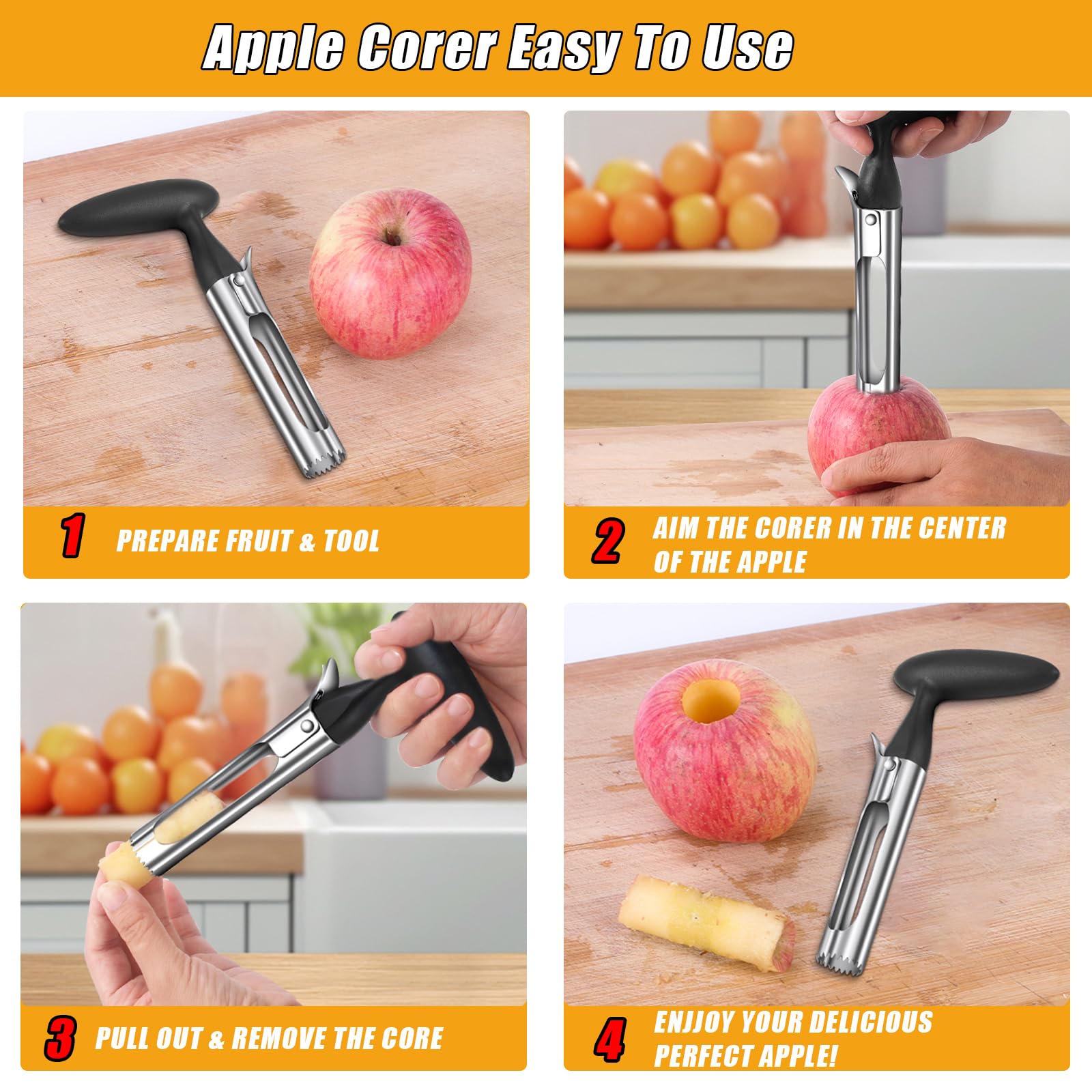 OERPHO multi-functional toolset for slicing and coring fruit.