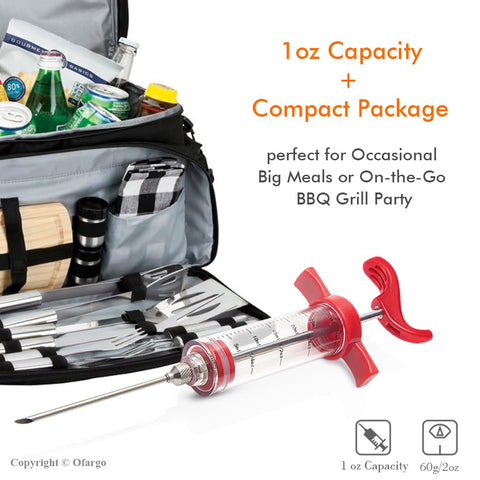 Ofargo lightweight BBQ marinade tool weighs about 60 grams.