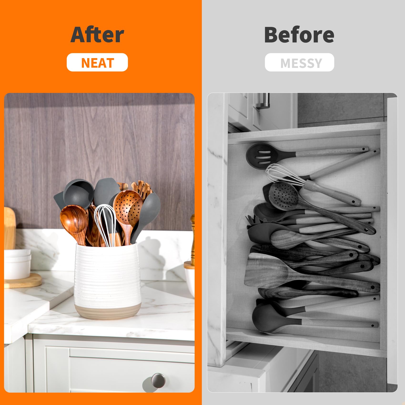 Officepal white farmhouse-inspired holder complements modern kitchen decor.
