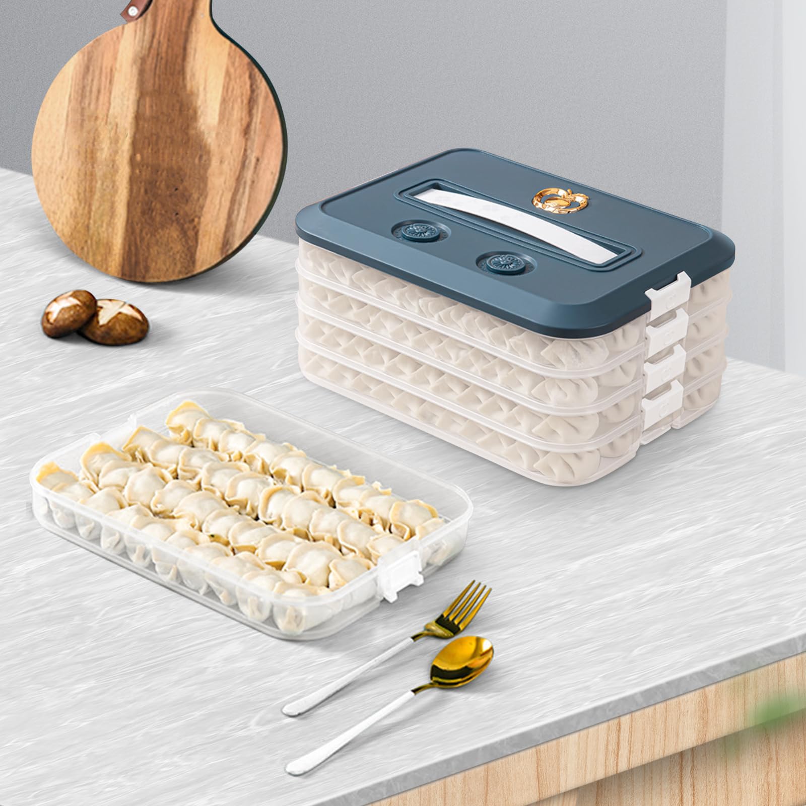 OFFKITSLY stackable cookie container supports convenient organization.