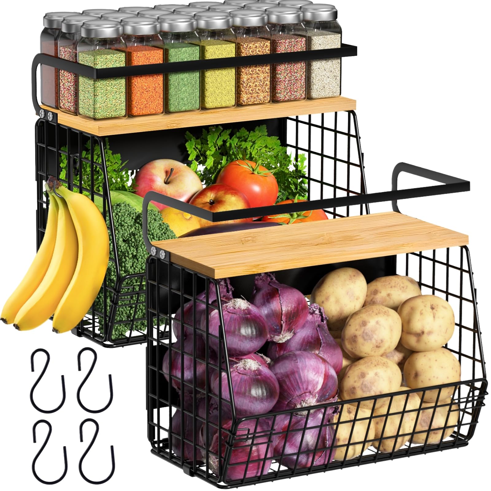 Ofiray-home magnetic shelf on fridge with wood lid keeps items organized and accessible.