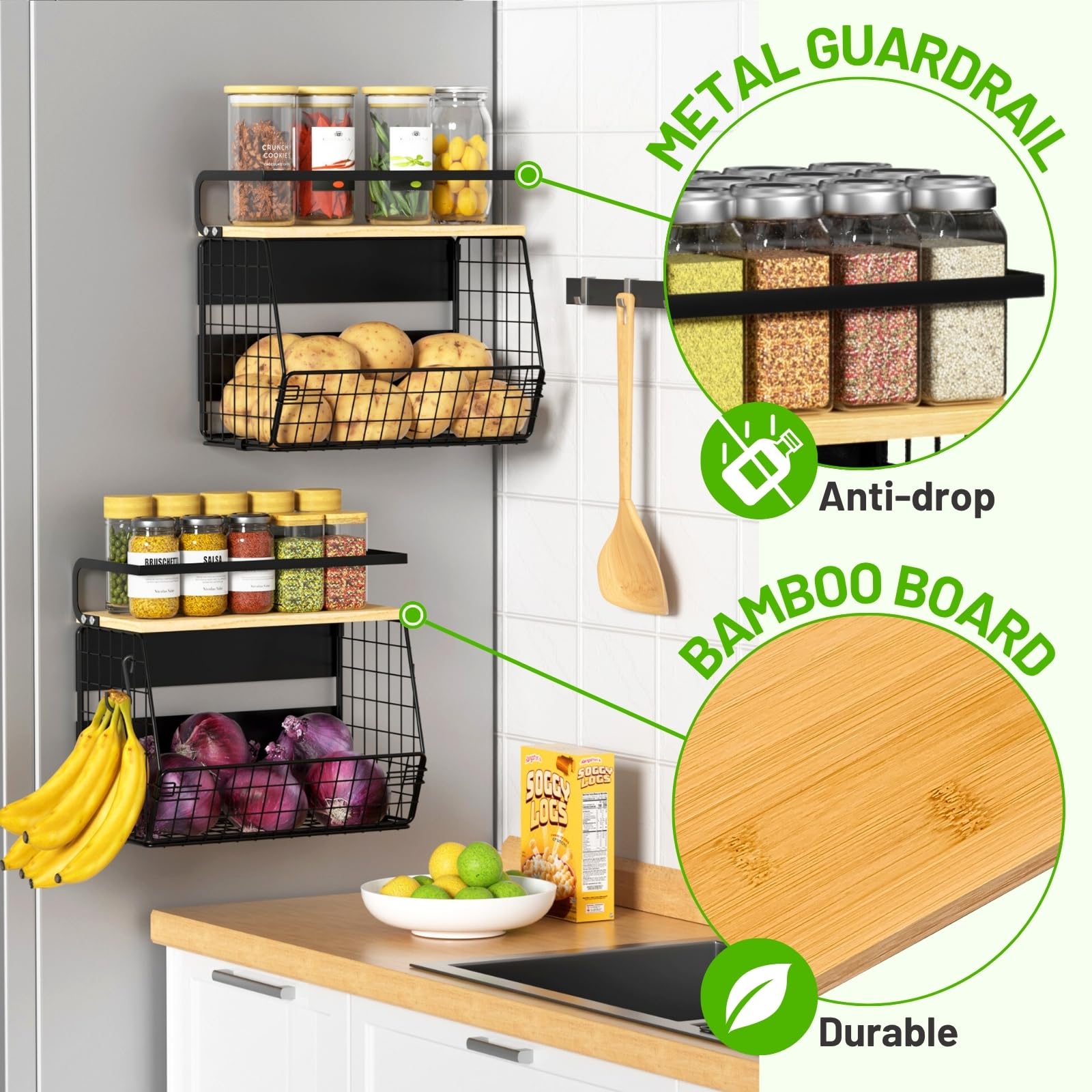 Ofiray-home magnetic shelf tiered design enhancing kitchen organization