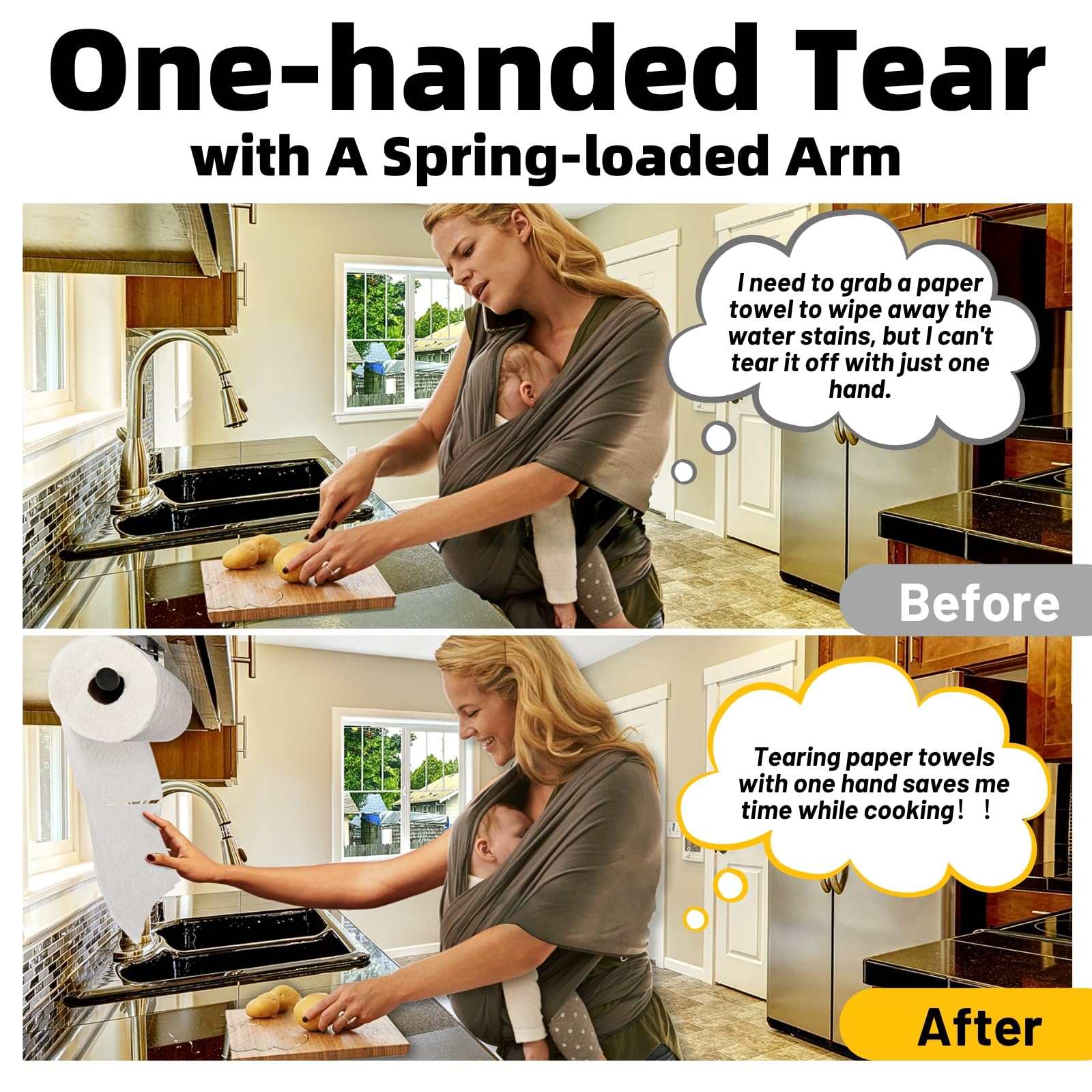 Ofiray-home one-handed tear system enabling fast towel removal