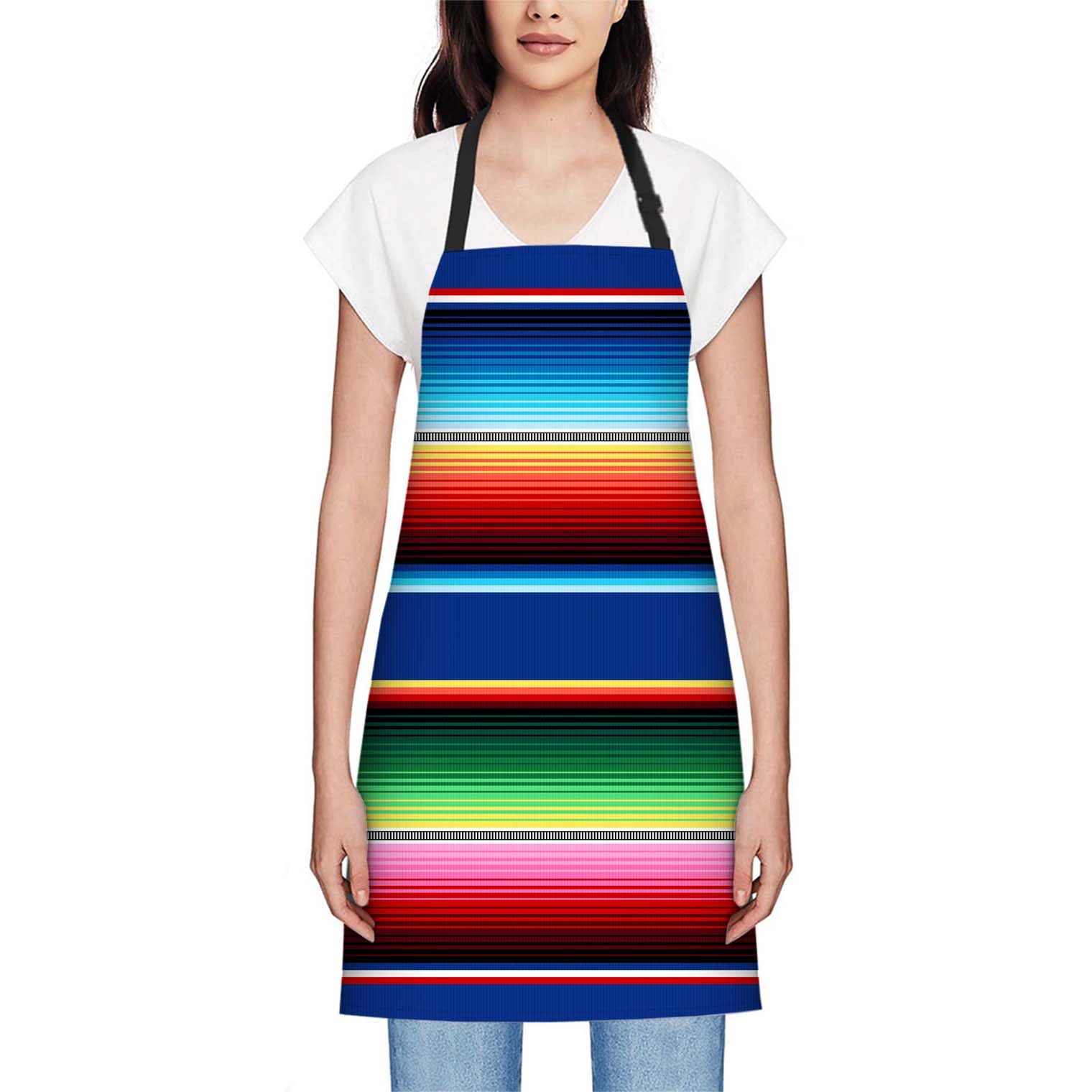 oFloral apron back view shows adjustable belt for a comfortable universal fit
